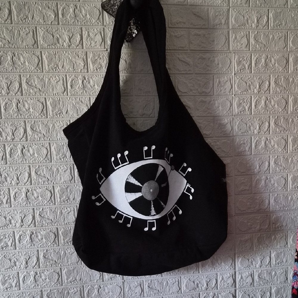 Lauren Moshi Black Eye Design record Tote Bag